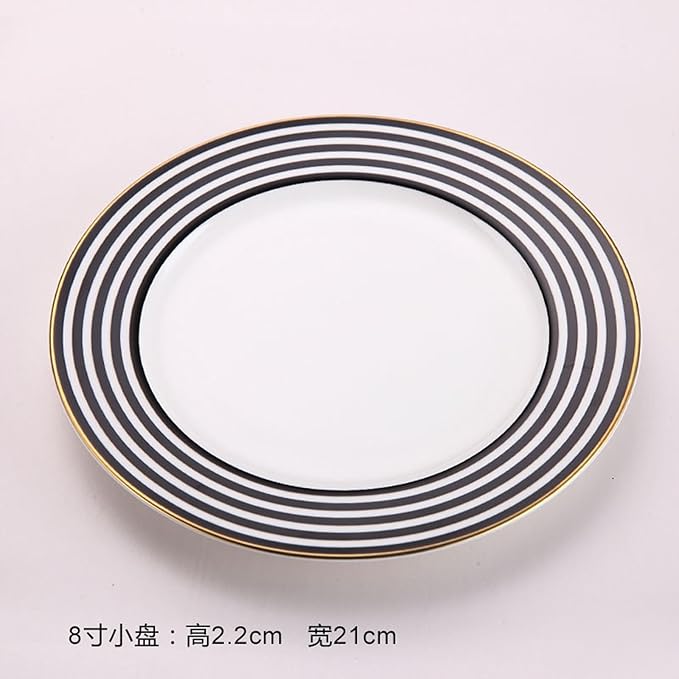 European Style Dinnerware Set Service for 2 Bone China Dinnerware Sets Unbreakable Porcelain Dinner Sets Coffee Cup and Saucer Tableware Set Steak Dinner Plates Dish Set black and white-01