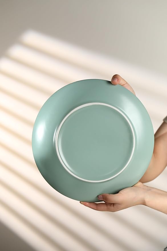 Dinnerware sets ceramic dinnerware stoneware dinnerware handmade ceramic unique dinner plates couples wedding housewarming gifts (Green)