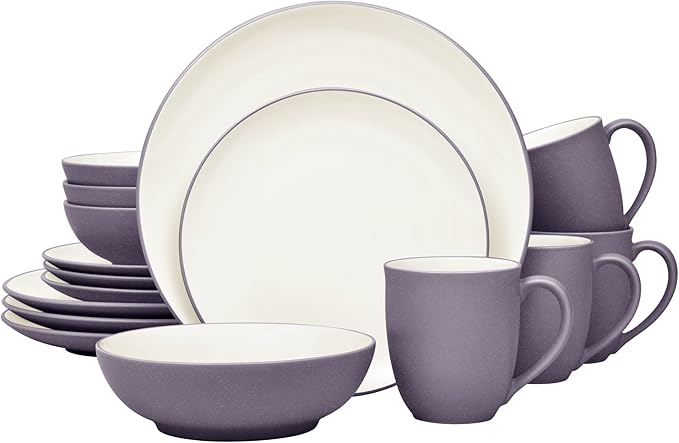 Noritake Colorwave Plum 16-Piece Coupe Dinnerware Set Service For 4
