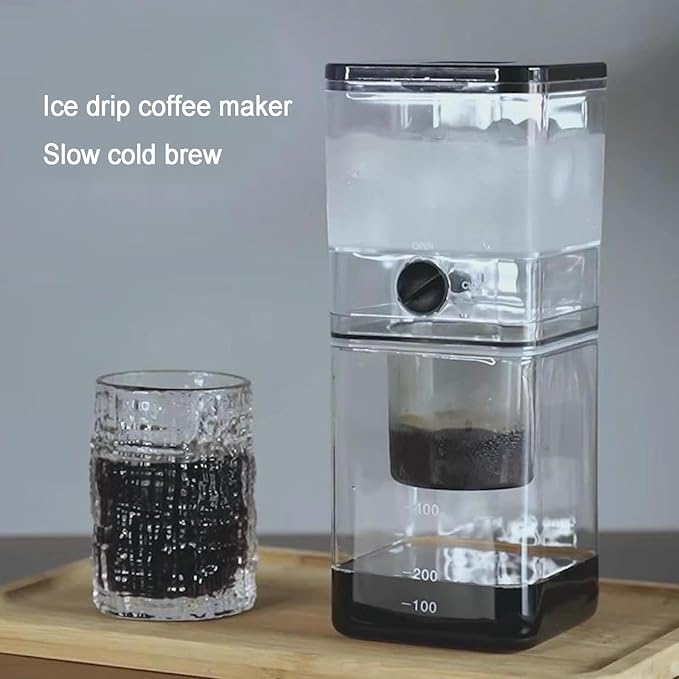 Cold Brew Drip Tower Ice Coffee Maker - Smooth Brew with Adjustable Speed Dripping Stainless Steel Filter 400ml for Home and Office Makes 2-4 Cups