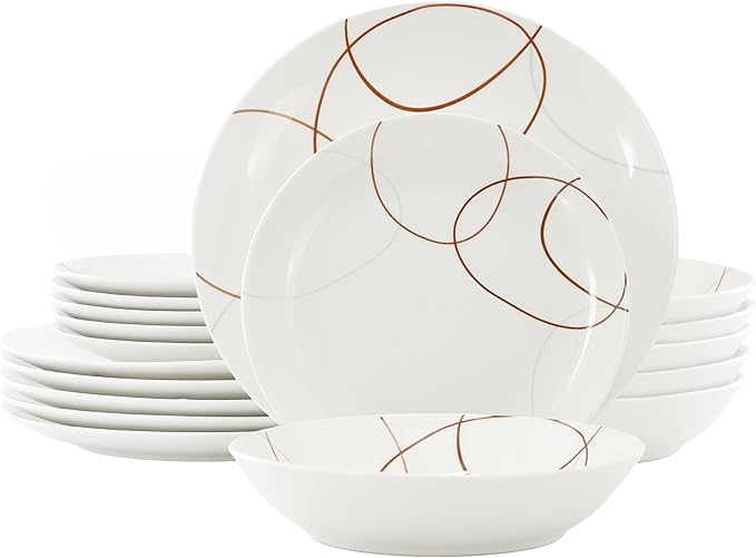Elama Sydney 18 Piece Porcelain Dinnerware Set Service for 6