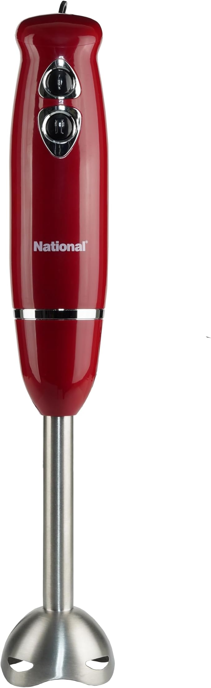 National NA-3104HB 4-in-1 Multi-Purpose Immersion Hand Blender Blend Puree Mash Chop and Whisk Two Speeds Splash Control and ETL Approved with Interchangeable Attachments (Red)