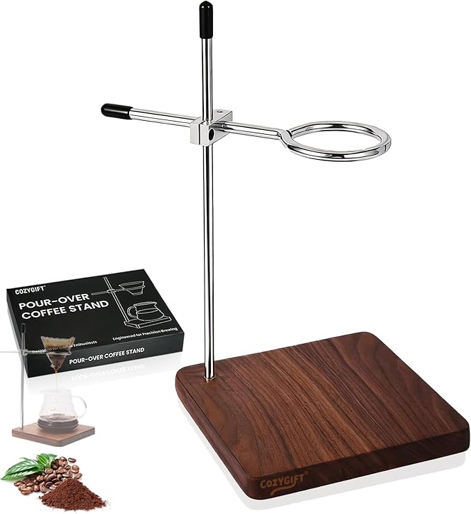 Pour Over Coffee Stand with Solid American Black Walnut Base Height Adjustable Coffee Dripper Stand Wooden Brewing Station for V60 Elegant Gift for Home Barista &amp Kitchen Décor
