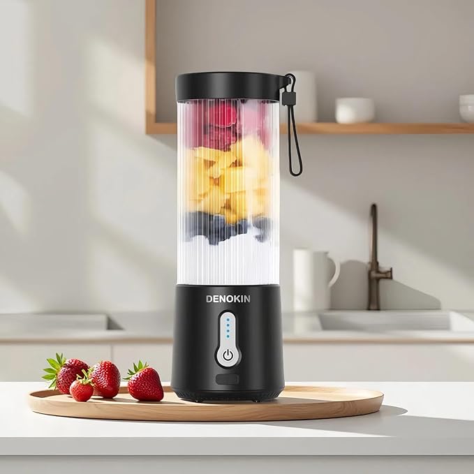DENOKIN Portable Blender 16oz Vessel Cordless Personal Size Small Blender for Shakes and Smoothies with 6 Blade for Kitchen Home Travel