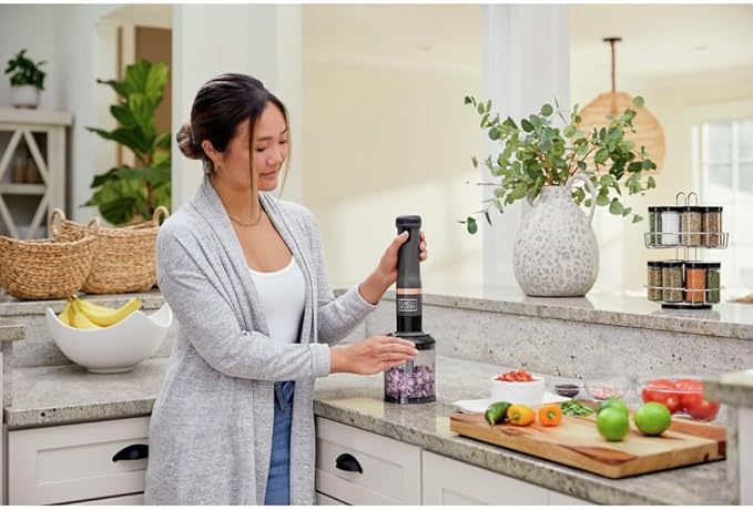 BLACK+DECKER Kitchen Wand Cordless Immersion Blender 4 in 1 Multi Tool Set Hand Blender with Charging Dock Grey (BCKM1014K01)
