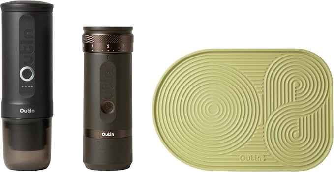 OutIn Nano Portable Electric Espresso Machine Electric Coffee Grinder Silicone Coffee Mat