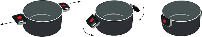 Ballarini Click and Cook 810000.6 Set of 3 Saucepans with Fitting Glass Lids