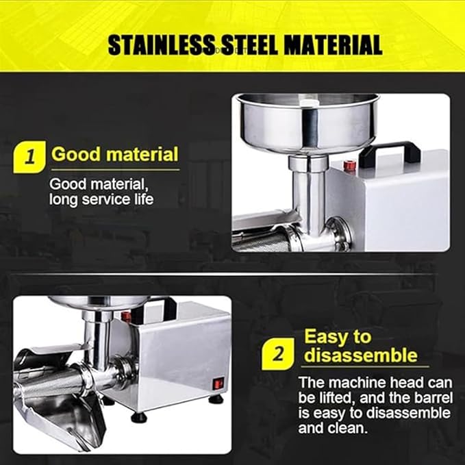 Commercial Tomato Grinder 370W Electric Tomato Strainer 90-160kg/h Stainless Steel Tomato Press Automatic Tomato Strainer Fruit Press