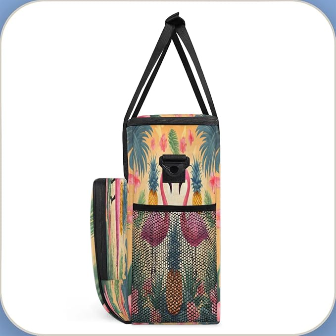Flamingo Pineapple Summer Coffee Maker Travel Bag for K-Mini or K-Mini Plus Single Serve Coffee Brewer Portable Storage Tote Case for Tarvel