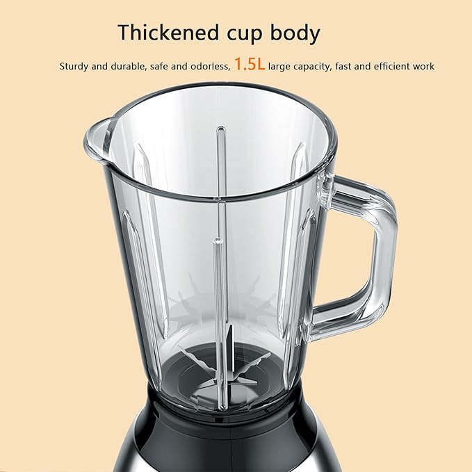 Countertop Blender 850W Blenders for Kitchen 48 Oz Glass Jar 5 Speeds and Pulse for Shakes and Smoothies Frozen Drinks Silver