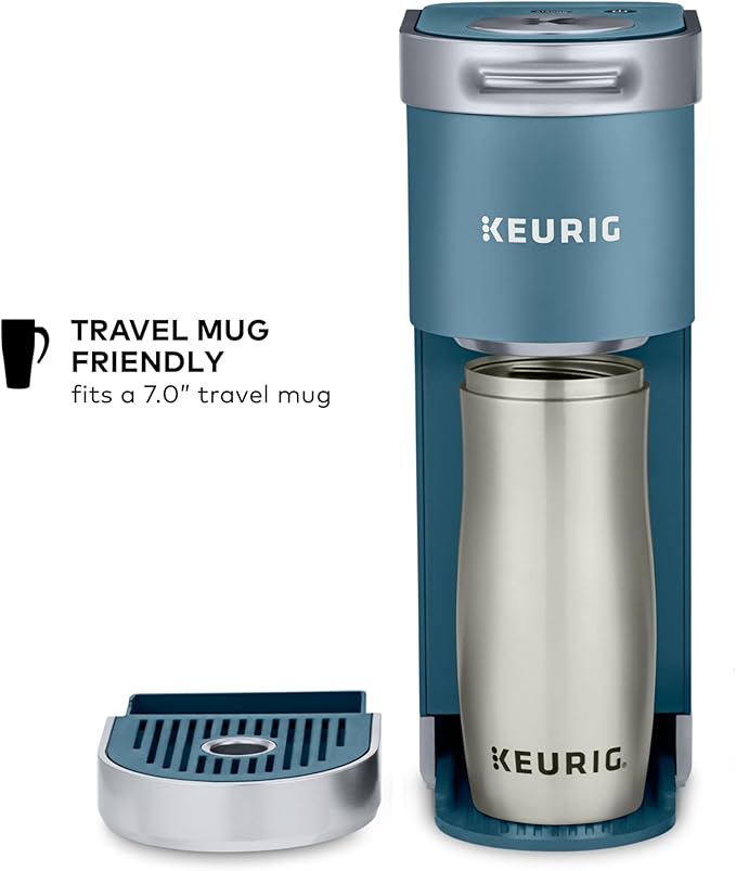 Keurig K-Mini Plus Single Serve K-Cup Pod Coffee Maker with 6 to 12oz Brew Size Stores up to 9 K-Cup Pods Travel Mug Friendly Evening Teal