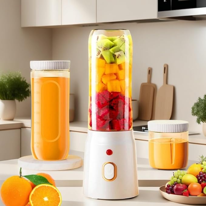 450ml Portable Electric JuicerUSB-Powered Electric Fruits Juicer for Juice Smoothies Shakes - Rechargeable Cordless Design Easy-Clean with Travel Lid