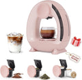 3 in 1 Single Serve Coffee Maker for K Cup Pink Ground and Tea Leaves Mini K Cup Coffee Brewer with One Button Operation 1400W 20s Fast HeatingCompact for Small Spaces-Glass not included