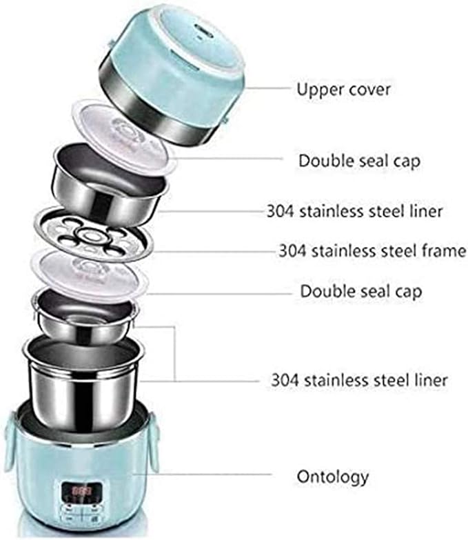Electric Lunch Box Mini Rice Cooker Multi-function Cooking Steaming Lunch Box for Home Office School Cook Raw Food 2L