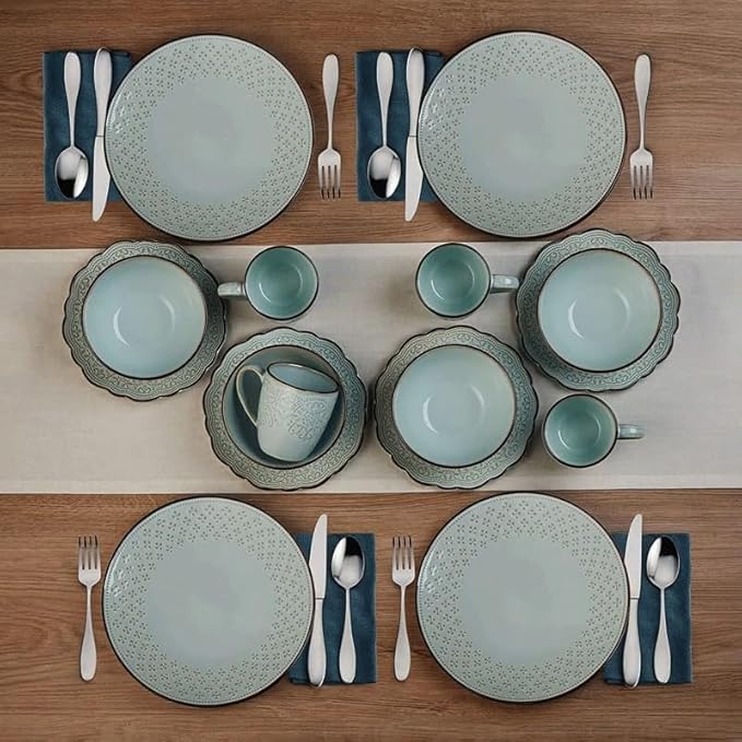 Restaurant and Hotel Stoneware 16-Piece Dinnerware Set Plate and Bowl Dinnerware Set