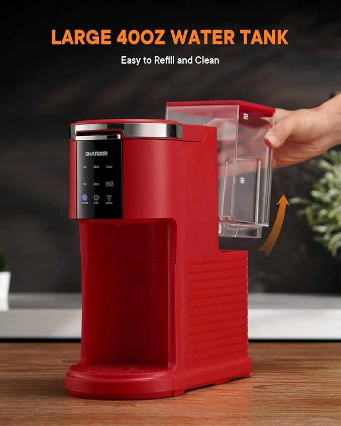 SHARDOR 3 in 1 K Cup Coffee Maker Single Serve Coffee Maker for K Cup Pods &amp Ground Coffee &amp Teas 6 to 14oz Brew Sizes 40oz Detachable Water Reservoir Compact Design Red