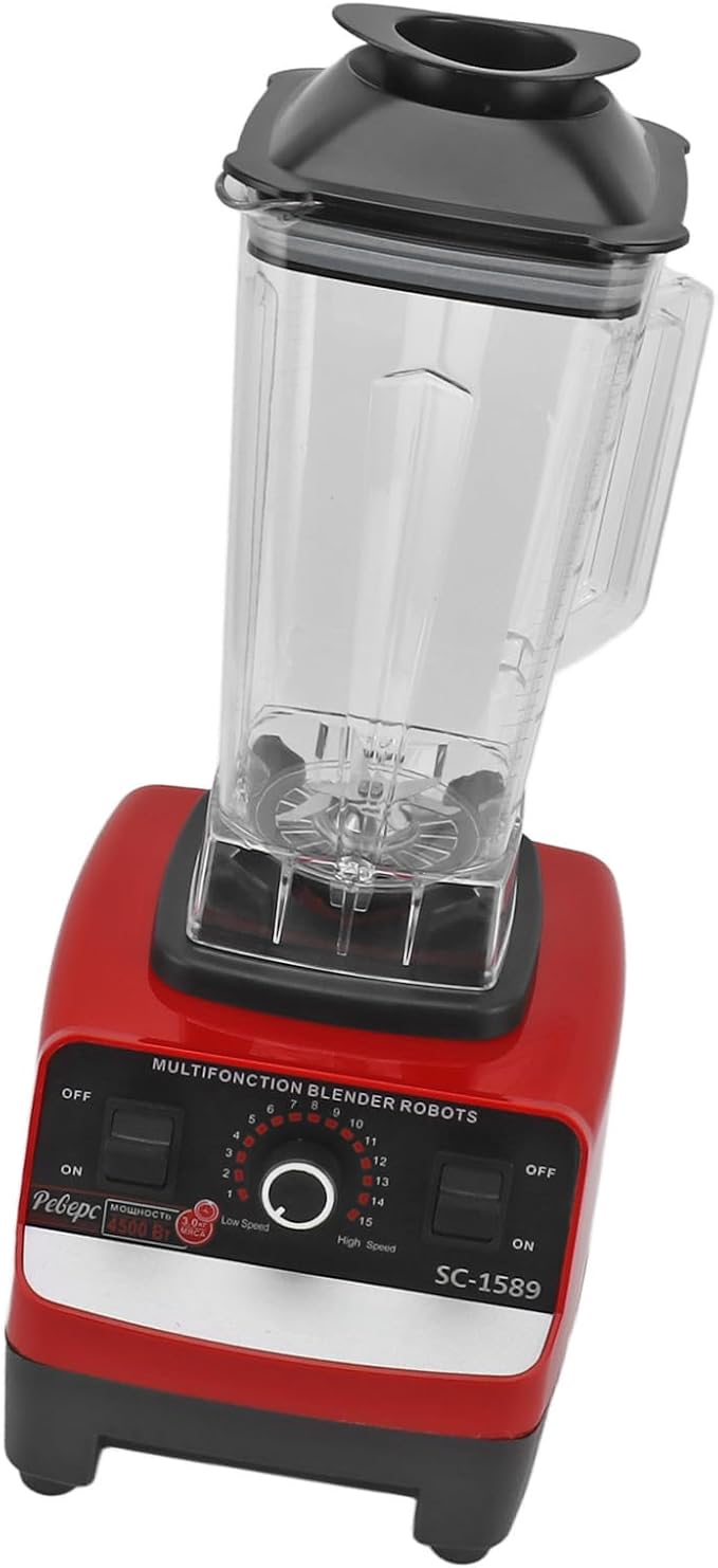 Countertop Blender 4500W Professional Blender with 6 Stainless Steel Blades Powerful Commercial Blender for Meat Ice Fruit (US Plug 110V)