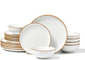 Ceramic Dinnerware Sets for 6 18-Piece White Plates and Bowls Set Handmade Reactive Glaze Stoneware Chip and Scratch Resistant Dishwasher and Microwave Safe
