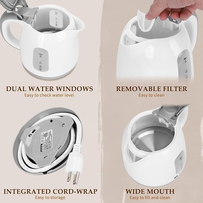 Aigostar Retro 2 Slice Toaster and Small Electric Kettle1L Portable Electric Tea Kettle 1100W
