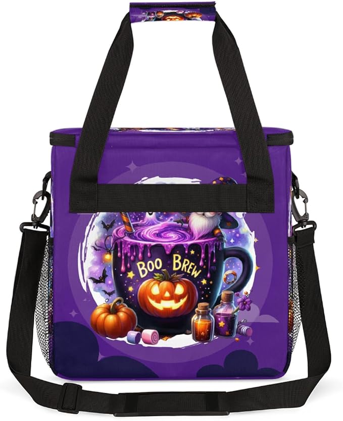 Halloween Potion Pumpkin Gnome Coffee Maker Carring Bag Travel Carrying Storage Tote Bag Compatible with Keurig K-Mini or K-Mini Plus Portable Single Serve Coffee Brewer Case with Pockets