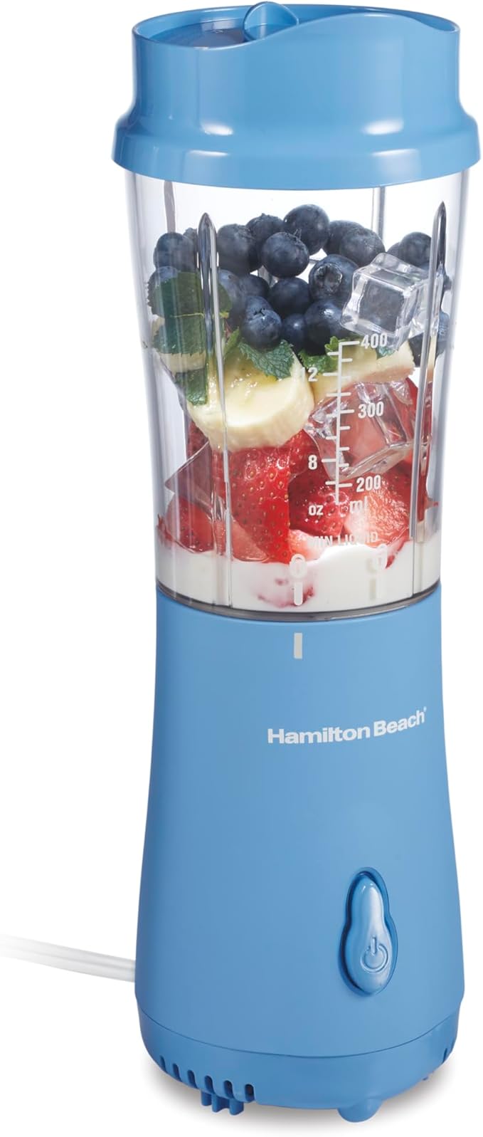 Hamilton Beach Portable Blender Bundle for Shakes and Smoothies with 14 Oz BPA Free Travel Cup and Lid Durable Stainless Steel Blades for Powerful Blending Performance (51172 51132)