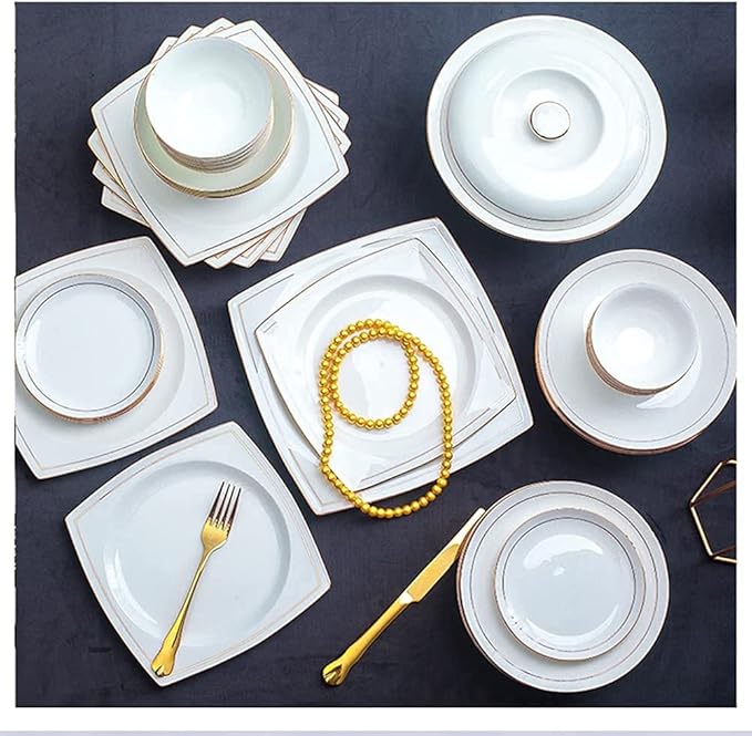 Special Restaurant Dinnerware Set Party Dinner Set 36Pcs Ceramic Dinnerware Set Bone China Tableware Dishes Plates Ceramic Combination Dinner Service SetRoundSquare