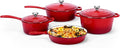 QuliMetal Nonstick Enameled Cast Iron Cookware Set 4-Pcs Pots and Pans with Lid Healthy Round Dutch Oven Pot for Sourdough Bread Baking Oven Safe up to 500° F or on All Stovetop