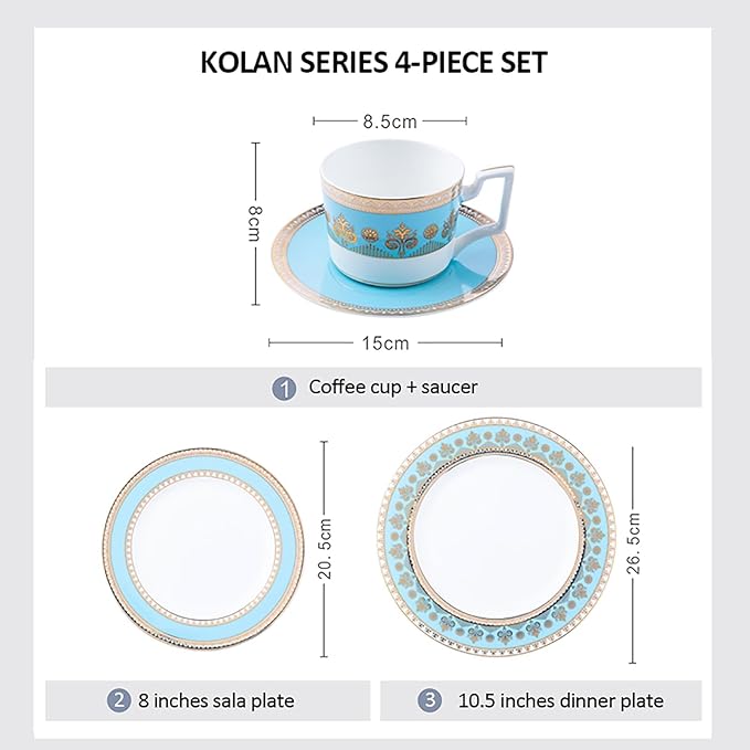 Luxurious artistic sense Dinnerware Set Service for 6Delicate afternoon tea Bone China Dinnerware SetsSteak Dinner Plates Dish Set (24Pcs)Freezer Safe Elegant Dining Plates 26DLL
