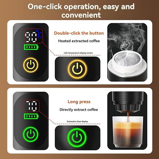 Aboiled Portable Digital Capsule Coffee Maker - Espresso Machine Car &amp Home - Large Capacity High-Pressure Extraction Real-Time Temperature Control