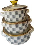 Pack of 3 Enameled Cookware Set for Multifunctional Kitchens Use Porcelain Materials Sturdy Design Ideal Family