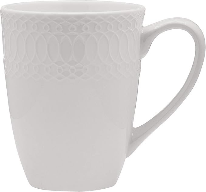 Mikasa Levi 40 Piece Bone China Dinnerware Set Embossed Plates Bowls Chip-Resistant Lightweight Elegant and Durable Service for 8 White