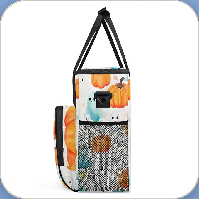 Pumpkin Halloween Ghosts Coffee Maker Carrying Bag Travel Storage Bag Compatible with K-Mini or K-Mini Plus Single Serve Coffee Brewer Carrying Case with Multiple Pockets &amp Shoulder Strap