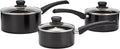 Judge Radiant Teflon Non-Stick Saucepan Set 16cm 18cm &amp 20cm Pans Glass Lids with Vent Induction Ready Oven Safe