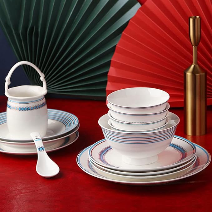 Ceramics Dinnerware Set 60 Piece Bone China Porcelain Dishes Set Microwave Oven and Dishwasher Safe Dinner Sets