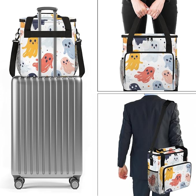 Abstract Spooky Ghosts Coffee Maker Carrying Bag Travel Storage Bag Compatible with K-Mini or K-Mini Plus Single Serve Coffee Brewer Carrying Case with Multiple Pockets &amp Shoulder Strap