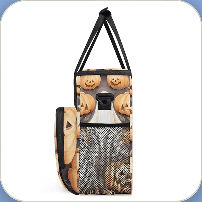 Halloween Ghosts Pumpkin Coffee Maker Carrying Bag Travel Storage Bag Compatible with K-Mini or K-Mini Plus Single Serve Coffee Brewer Carrying Case with Multiple Pockets &amp Shoulder Strap