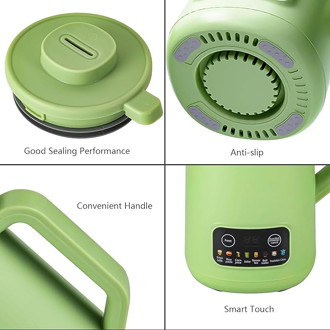600W 800ml Household Soy Milk Machine Automatic Touch Screen Food Supplement Cooking Mixer Green