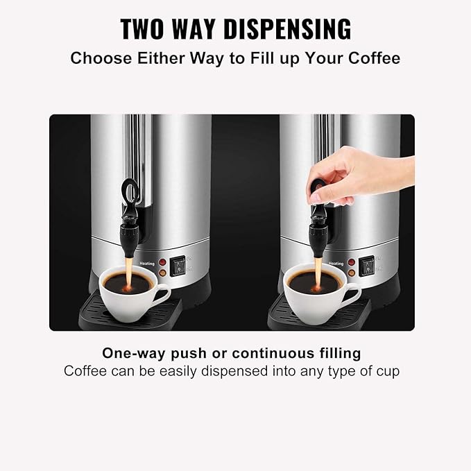 Coffee Urn 110 Cup Stainless Steel Coffee Dispenser Fast Brew Commercial Coffee Maker for Large Groups Keep Warm Function
