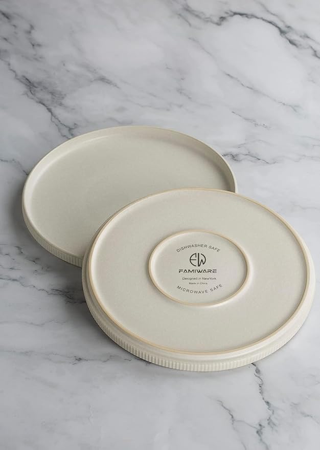 famiware 8.25 Paste Bowl Set (4 Piece) and 10 Dinner Plates for 6 - Matte White