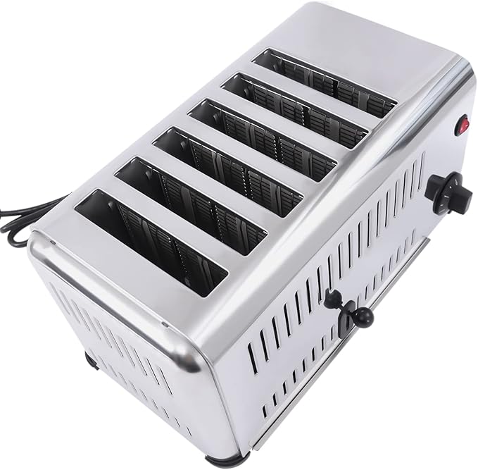 Toaster 4/6 Slice 110V Commercial Toaster Bread Baking Machine with 1-5 Min Timing Function Perfect for Toast Sandwiches Meatloaf