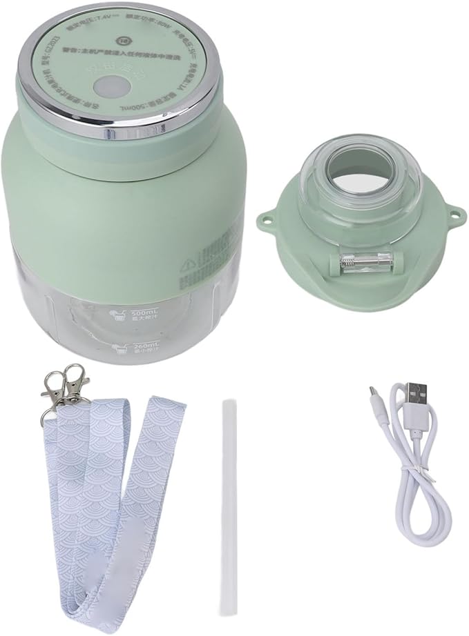 Focket Portable Electric Juicer Blender Automatically Close Replenish Vitamin C Blender Cup with USB Interface for Climbing (Light Green)