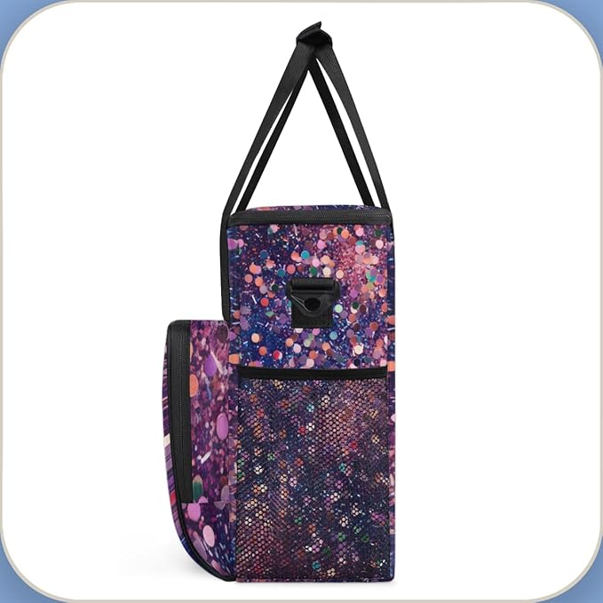 Glitter Coffee Maker Carrying Bag Navy Blue Portable Travel Storage Tote Bag Compatible with K-Mini or K-Mini Plus Single Serve Coffee Brewer Carrying Case with Multiple Pockets &amp Shoulder Strap