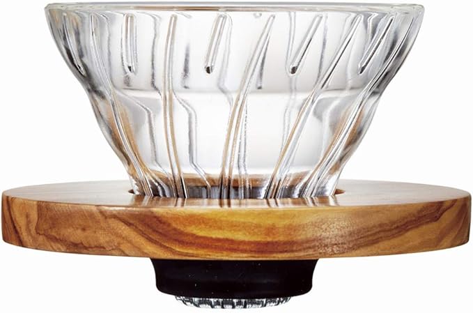 Hario V60 Glass Coffee Dripper Size 01 Olive Wood