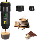 Portable Electric Espresso Maker Cordless Coffee Maker Small Self-Heating Espresso Machine with Anti-Dry Burn Fit for Ground Coffee/NS/DG Capsules for Camping Hiking RV Car Home Office