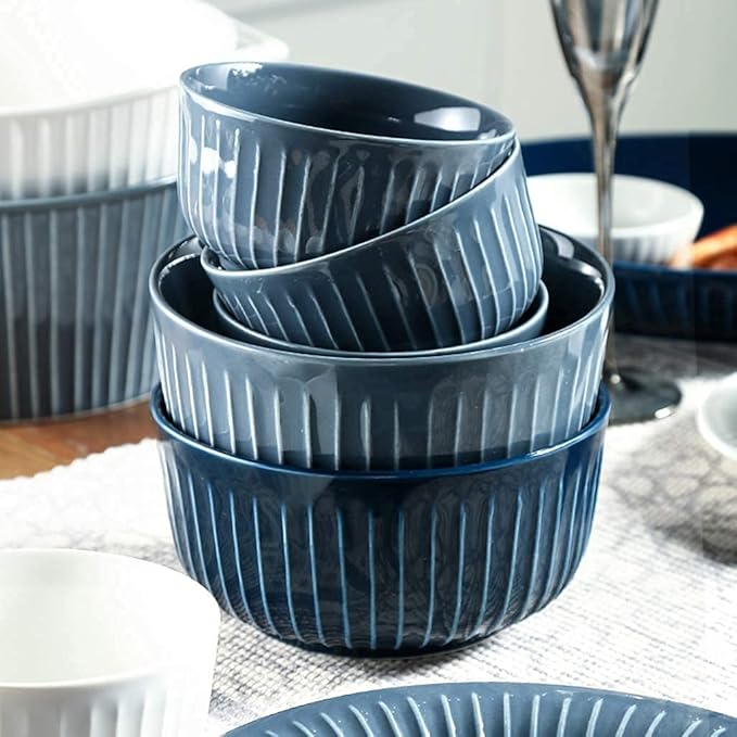 Dinner SetCeramics Dinner Sets 40 Pieces Retro Vertical Pattern Porcelain Dinnerware Combination Set For Family Party | Cereals Bowls And Steak Plates Sets