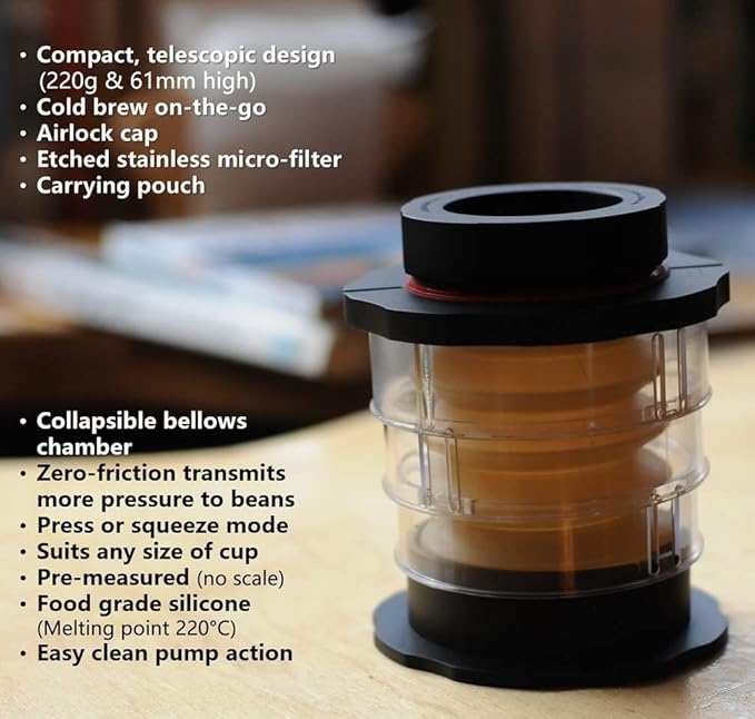 Cafflano Kompact : Portable Coffee Maker French Press Coffee Press Immersion Pour Over Cold Brew Maker