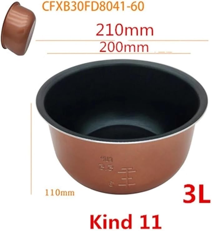 Electric Rice Cooker Inner Pot Compatible for SUPOR Electric Pressure Cooker Inner Pot 2.5L/3L/4L/5L/6L Non Stick Pot Inner Pot (Multiple Kind 11(3L))