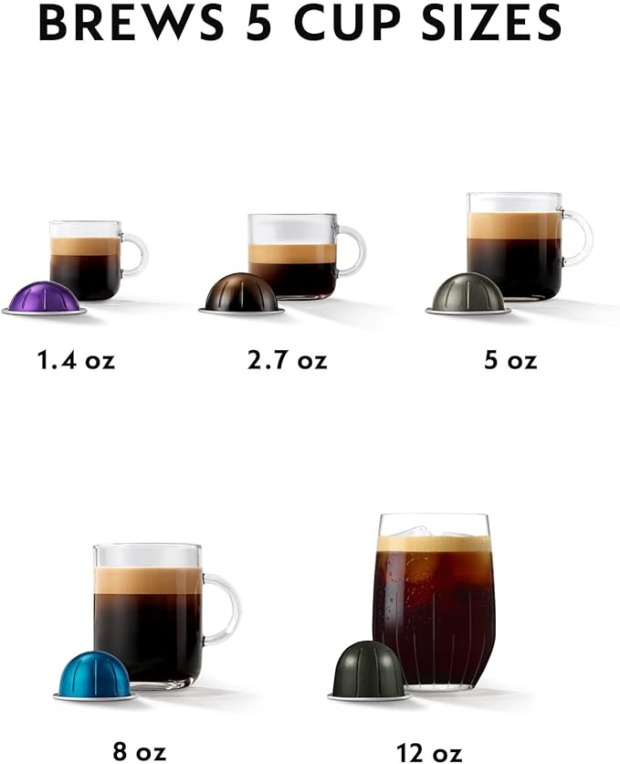 Nespresso Vertuo Pop+ Coffee and Espresso Machine by De'Longhi Liquorice Black Capsules Vertuo Line