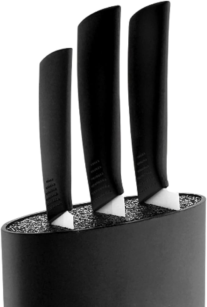 Set 3pc Frying Pan (16+20+24cm) Pressed Aluminium Induction Black Soul Marble with Set 3pc Kitchen Utensils Nylon with Set 4pc Stainless Steel Knives