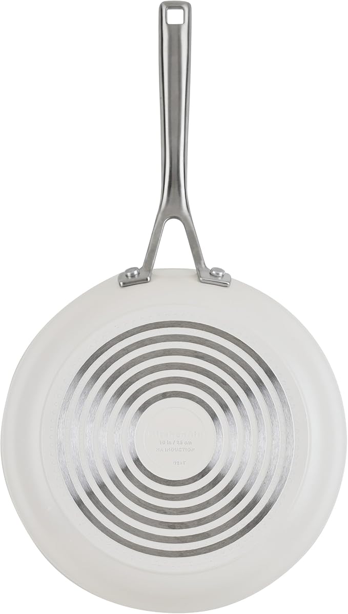 KitchenAid Hard Anodized Ceramic Induction Nonstick Pots and Pans with Saucepans Frying Pans Stockpot and Lids Dishwasher Safe 9 Piece Cookware Set with Stainless Steel Handles - Porcelain White